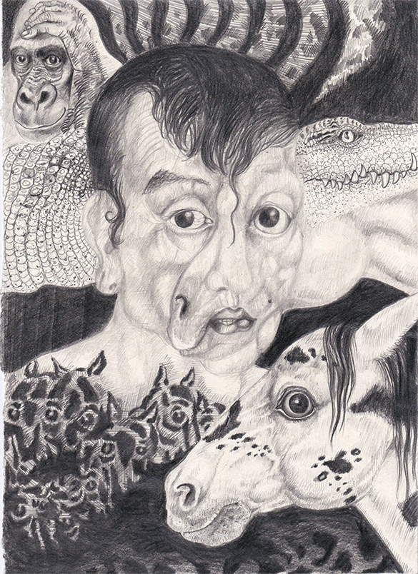 Mori bid hoyor (Морь бид хоёр) by OTGO 1997, pencil on paper 26,5 x 19 cm