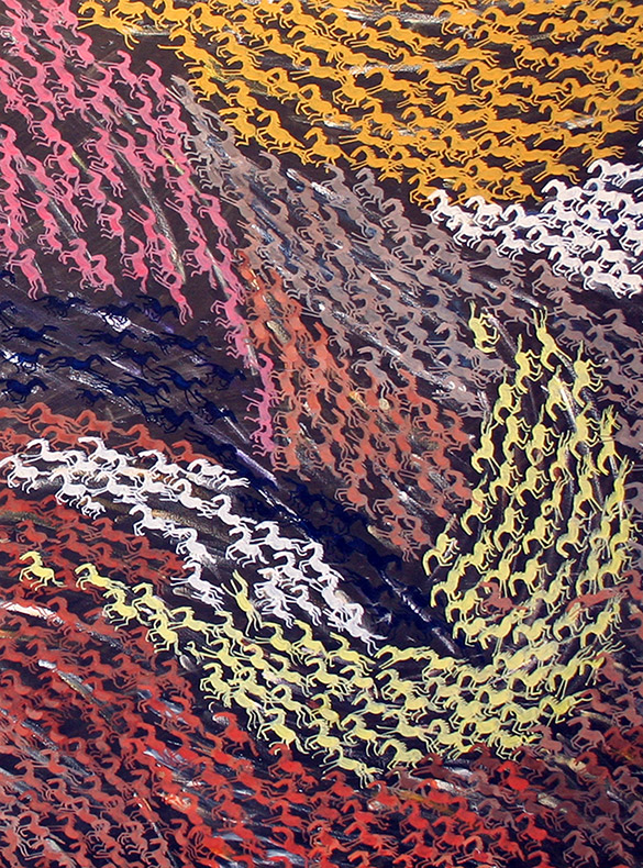 detail: Roaring Hoofs -03 by OTGO 2003-2005, Tempera on cotton 125 x 170 cm