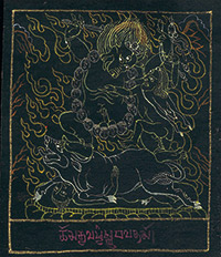 thangka by OTGO 1998.Tempera on cotton,  6 x 7 cm, Years 1998-2001