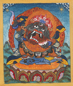 Thanka by Otgo 1999, Tempera on Cotton 9 x 5,8 cm