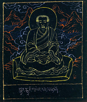Miniature painting– 105 by OTGO 1999, Tempera on cotton 7 x 6 cm