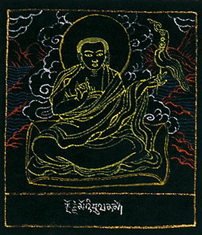 Miniature painting– 88 by OTGO 1999, Tempera on cotton 7 x 6 cm