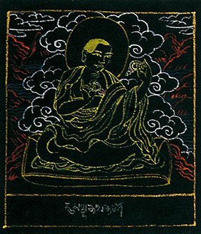 Miniature painting– 89 by OTGO 1999, Tempera on cotton 7 x 6 cm