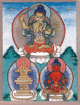 Thangka by Otgo 2001, Tempera on Cotton 10,5 x 8 cm