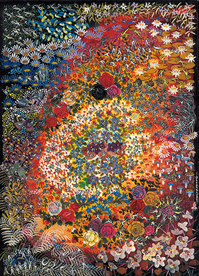 Paradise -12 by OTGO 2003, Tempera on Cotton 30 x 21 cm