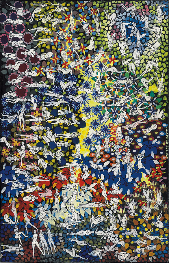 Paradise -16 by OTGO 2003, Tempera on cotton 30 x 21 cm