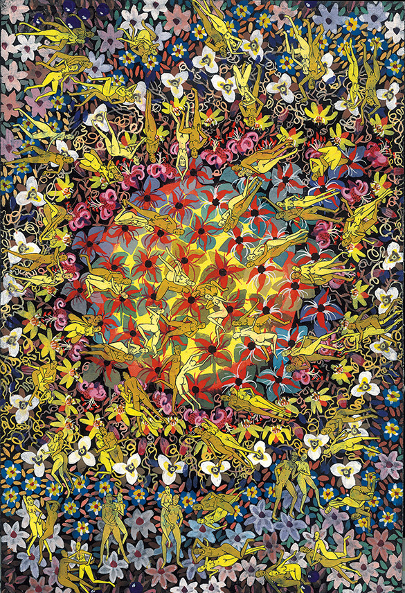 Paradise -19 by OTGO 2004, Tempera on cotton 30 x 21 cm