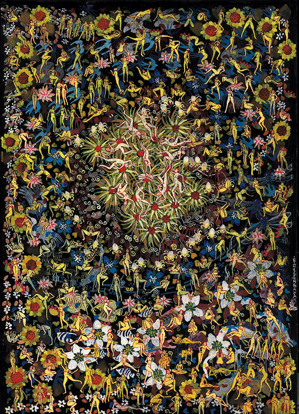 Paradise -7 by OTGO 2002, Tempera on cotton 30 x 21 cm