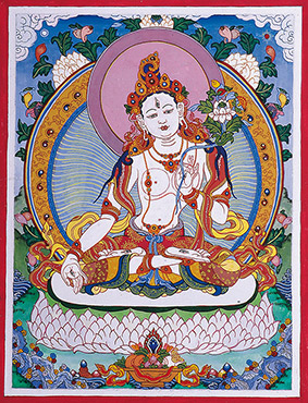 Whaite Tara by Otgo 2004, Tempera on Cotton 26,5 x 20 cm