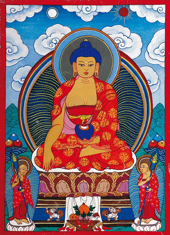 Buddha by OTGO 2004, Tempera on cotton 26 x 19 cm