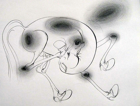 Husel -1 by OTGO 2005, pencil on paper 24 x 30 cm