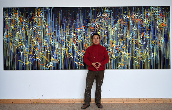 Jinguidel (ZURAG 200711) by OTGO 2018-2020, acryl on canvas 150 x 400 cm