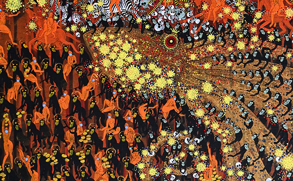 The Secret Matrix of Coronavirus by OTGO 2020 acryl on canvas 75 x 100 cm