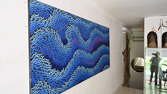 OtGO mit Seeblick (OtGO with a sea view) by OtGO 2022, acryl on canvas, 100 x 220 cm