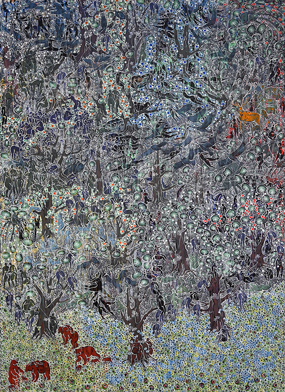 GÖSCHENER ZYKLUS 4/5 by OtGO 2023, acryl on canvas. 180 x 650 cm. je 180 x 130 cm
