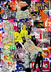 Cabinet of Curiosities: Apes  24 pictures with about 430 stamps  by OtGO 2024-2025, consists of 24 equal-sized single paintings, ink and acryl on original Stamps, each measuring 210 by 148 mm (A5)