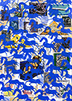 Cabinet of Curiosities Memento Horses: 24 pictures with about 430 stamps by OtGO 2021, consists of 24 equal-sized single paintings, ink and acryl on original Stamps, each measuring 210 by 148 mm (A5)
