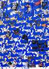 Cabinet of Curiosities Memento Horses: 24 pictures with about 430 stamps by OtGO 2021, consists of 24 equal-sized single paintings, ink and acryl on original Stamps, each measuring 210 by 148 mm (A5)