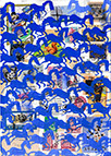 Cabinet of Curiosities Memento Horses: 24 pictures with about 430 stamps by OtGO 2021, consists of 24 equal-sized single paintings, ink and acryl on original Stamps, each measuring 210 by 148 mm (A5)