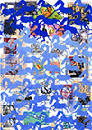 Cabinet of Curiosities Memento Horses: 24 pictures with about 430 stamps by OtGO 2021, consists of 24 equal-sized single paintings, ink and acryl on original Stamps, each measuring 210 by 148 mm (A5)