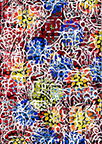 Wunderkammer 3 by OtGO 2023-2024. Acryl on original Stamps, black A4 paper, 210 × 297 mm