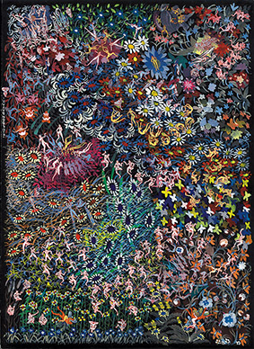 Paradise -3 by OTGO 2002, Tempera on Cotton 30 x 21 cm