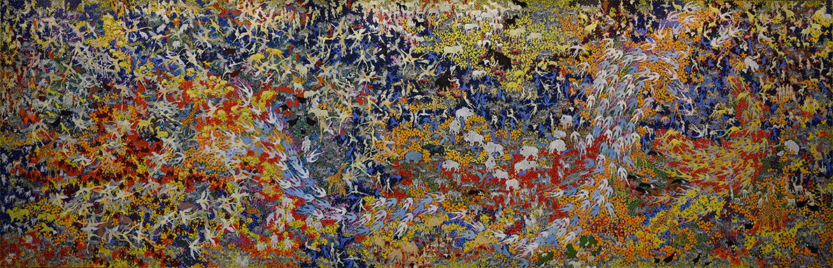 INFINITE – 16 by OtGO 2013 – 2020, acryl  on canvas 213 x 650 cm