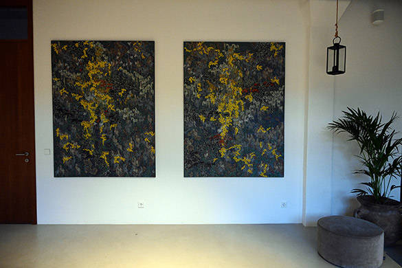Shangri-La 1 and 2 by OtGO 2022-2023, ink, acryl on canvas, 200 x 300 cm