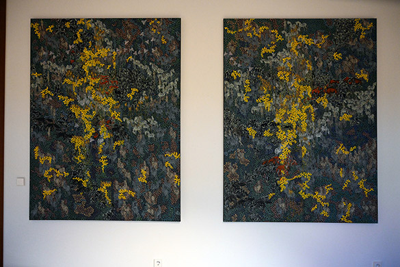Shangri-La 1 and 2 by OtGO 2022-2023, ink, acryl on canvas, 200 x 300 cm