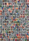 Cabinet of Curiosities Zebras 3/30: 30 pictures with stamps by OtGO 2024–2025, consists of 30 equal-sized single paintings, ink and acryl on original Stamps, each measuring 420 by 297 mm (A3)