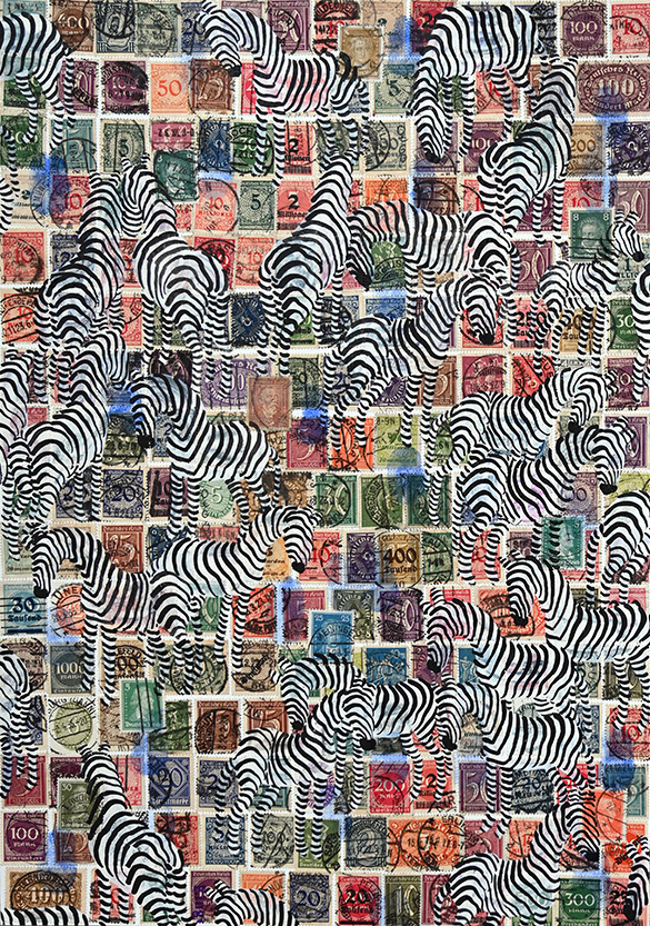 Cabinet of Curiosities Zebras 3/30: 30 pictures with stamps by