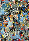 Wunderkammer Göschenen: 30 pictures with stamps by OtGO 2025, consists of 30 equal-sized single paintings, ink and acryl on original Stamps, each measuring 420 by 297 mm (A3)