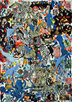 Wunderkammer Göschenen: 30 pictures with stamps by OtGO 2025, consists of 30 equal-sized single paintings, ink and acryl on original Stamps, each measuring 420 by 297 mm (A3)