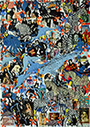 Wunderkammer Göschenen: 30 pictures with stamps by OtGO 2025, consists of 30 equal-sized single paintings, ink and acryl on original Stamps, each measuring 420 by 297 mm (A3)