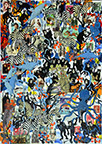 Wunderkammer Göschenen: 30 pictures with stamps by OtGO 2025, consists of 30 equal-sized single paintings, ink and acryl on original Stamps, each measuring 420 by 297 mm (A3)