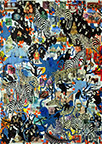 Wunderkammer Göschenen: 30 pictures with stamps by OtGO 2025, consists of 30 equal-sized single paintings, ink and acryl on original Stamps, each measuring 420 by 297 mm (A3)
