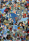 Wunderkammer Göschenen: 30 pictures with stamps by OtGO 2025, consists of 30 equal-sized single paintings, ink and acryl on original Stamps, each measuring 420 by 297 mm (A3)
